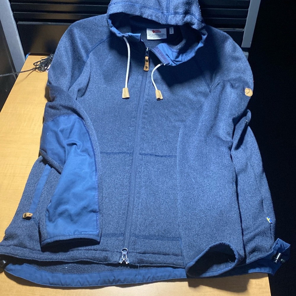 Women’s Fjallraven XL Blue Ovik Lightweight Zip Up Fleece Hoodie